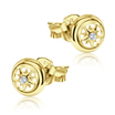 Sun In Circle With CZ Stone Silver Ear Stud STS-5523